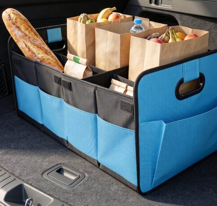 Waterproof Oxford Fabric Car Trunk Organizer with Reinforced Handles