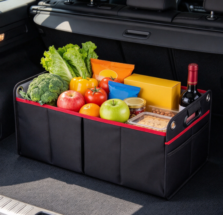 Portable Collapsible Car Cargo Organizer with Dual Compartments
