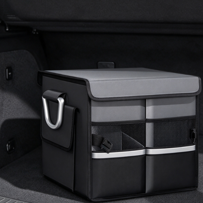 Foldable Car Cargo Storage Organizer with Lid and Handle