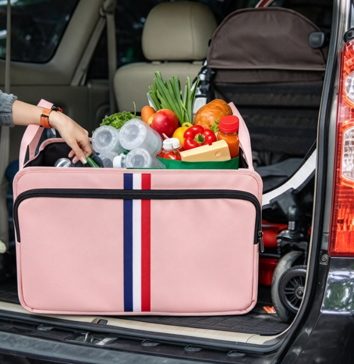 Waterproof Foldable Car Storage Tote with Multiple Compartments