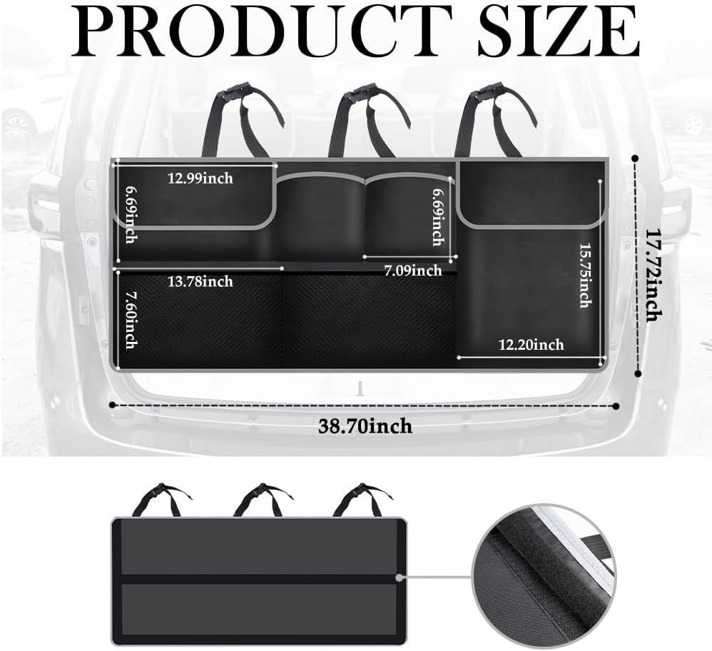 Hanging Car Trunk Organizer with Multiple Pockets and Adjustable Straps - Image 2
