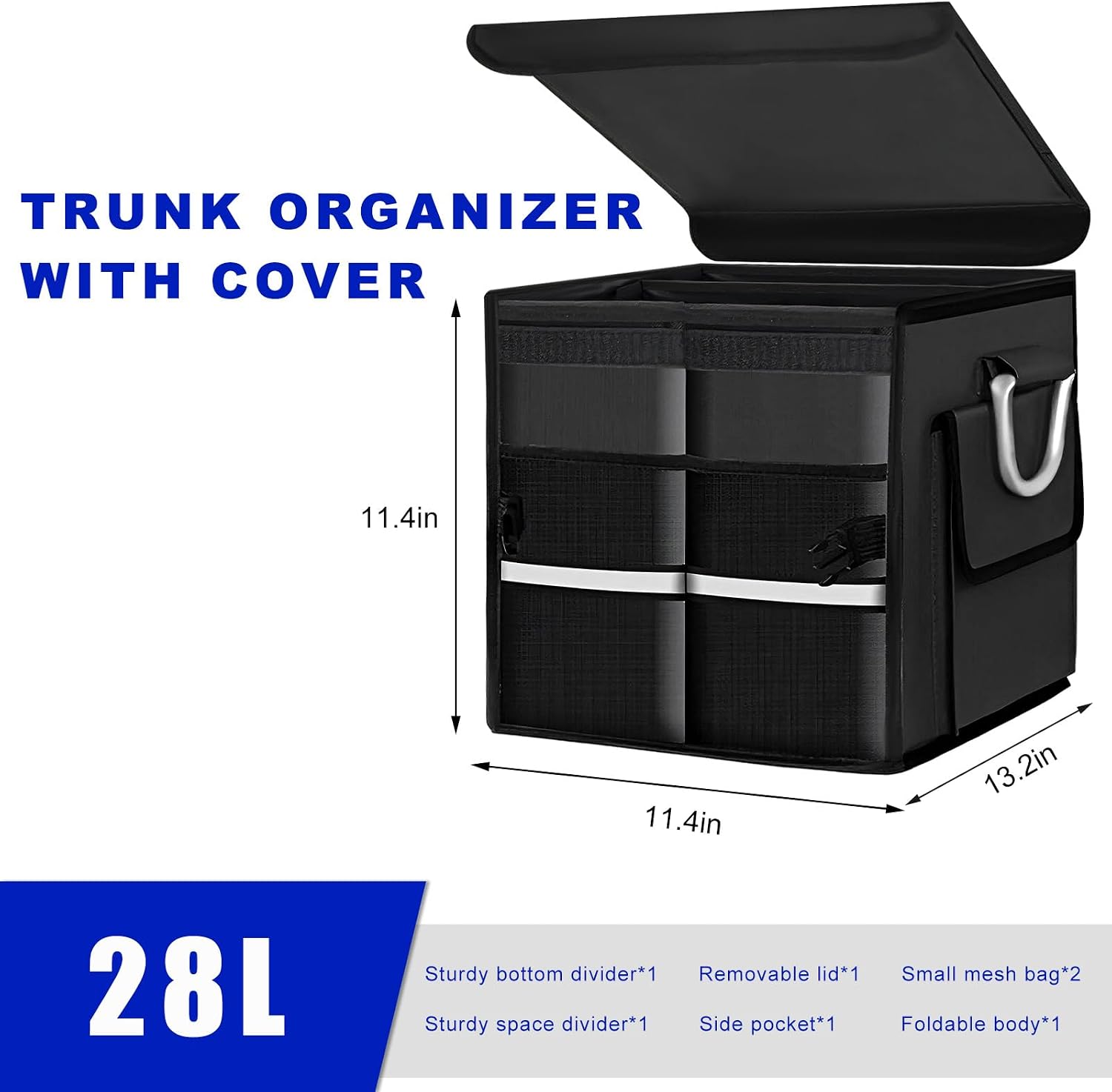 Foldable Car Cargo Storage Organizer with Lid and Handle - Image 2
