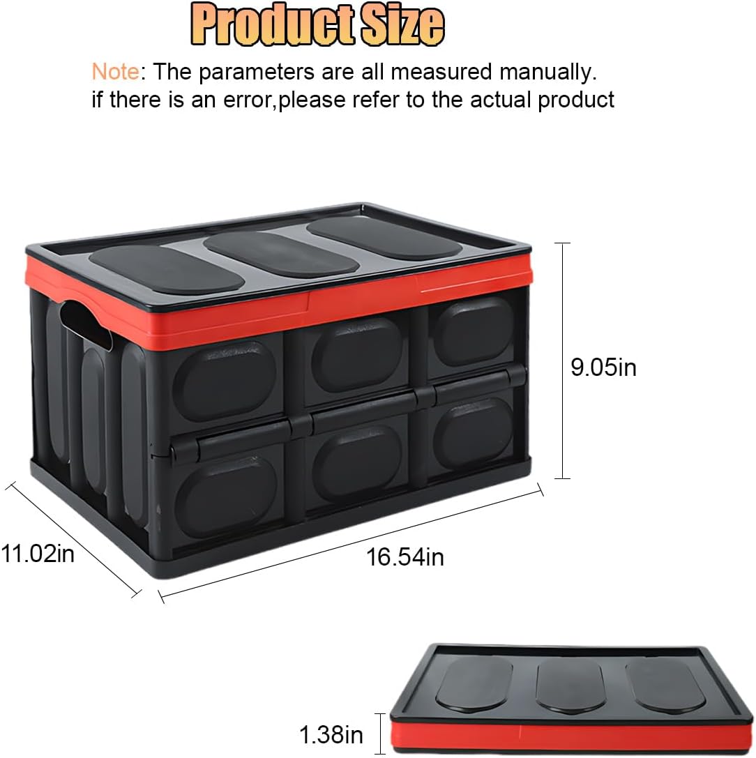 Foldable Plastic Car Cargo Storage Box with Lid and Handles - Image 2
