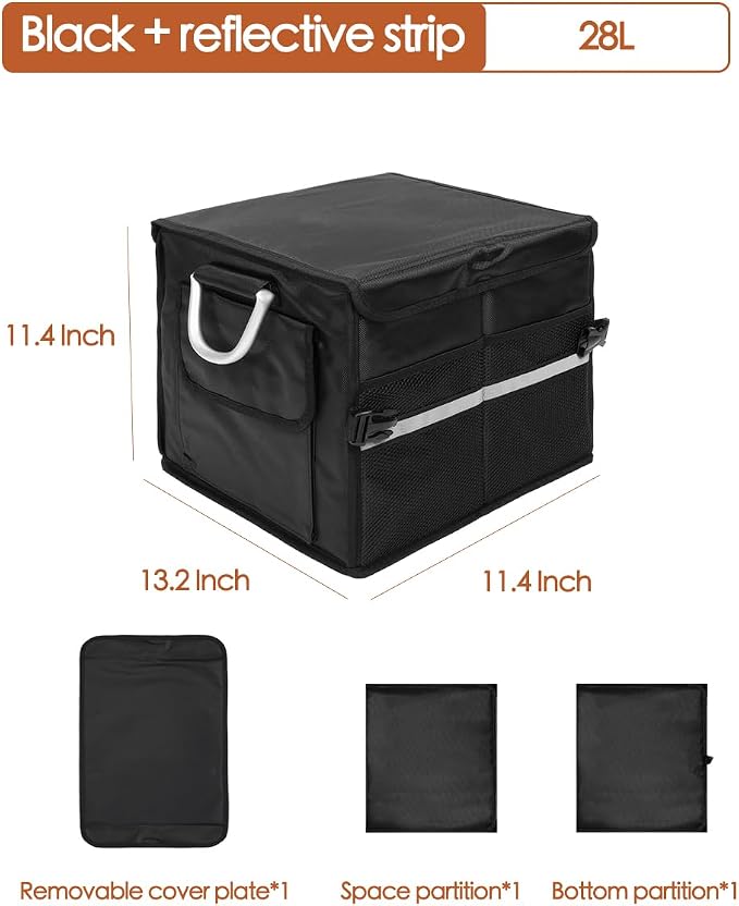 Foldable Car Trunk Organizer with Lid and Metal Handle - Image 2