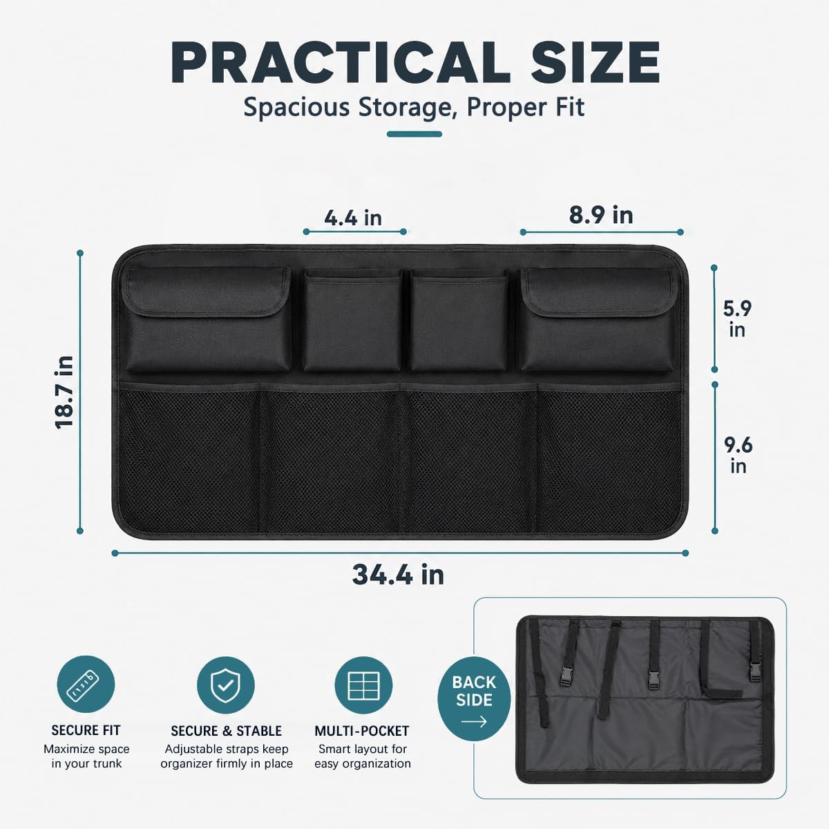 Waterproof Hanging Car Storage Bag with Adjustable Straps - Image 2