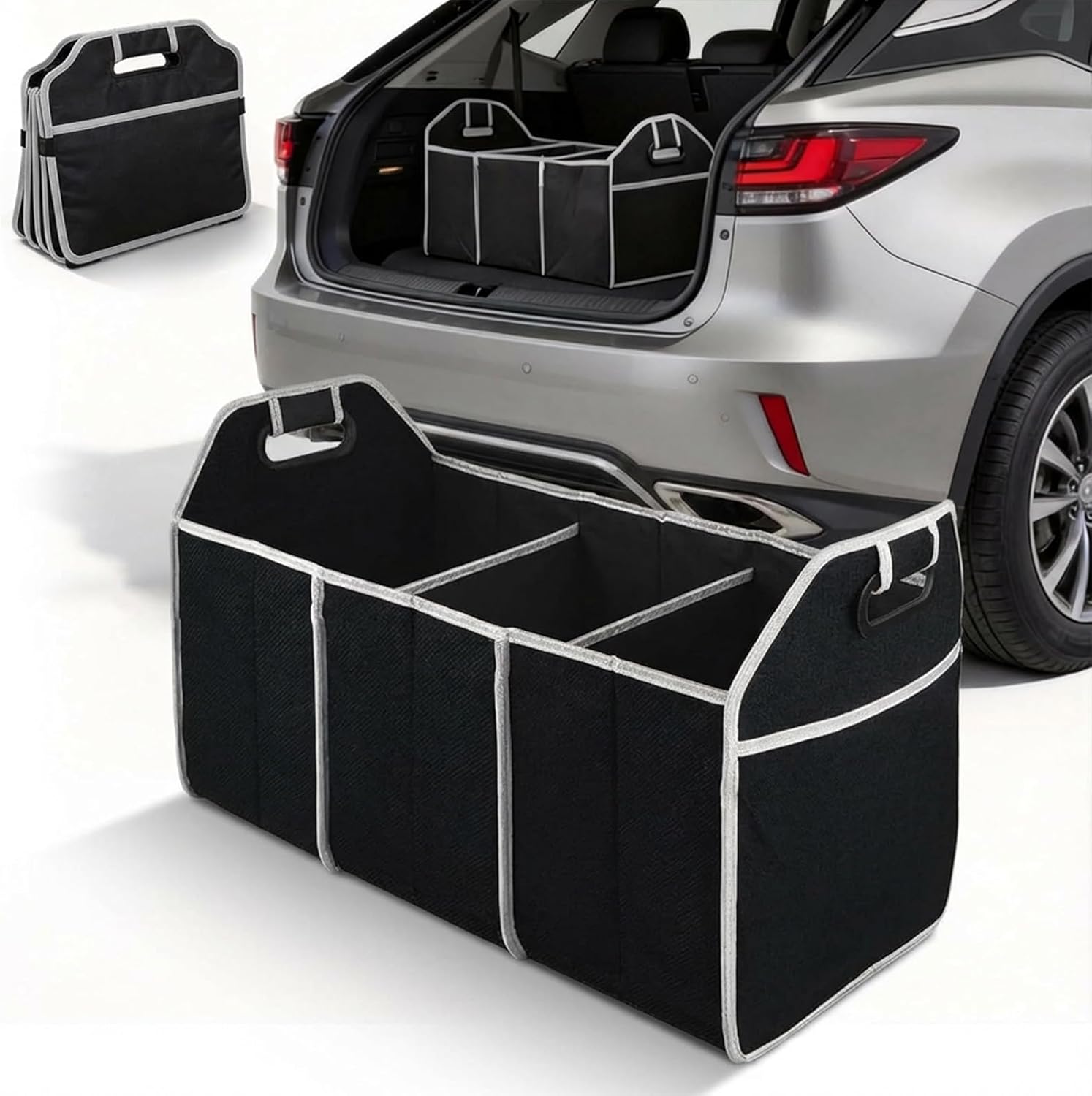 Foldable Car Storage Bin with Removable Dividers