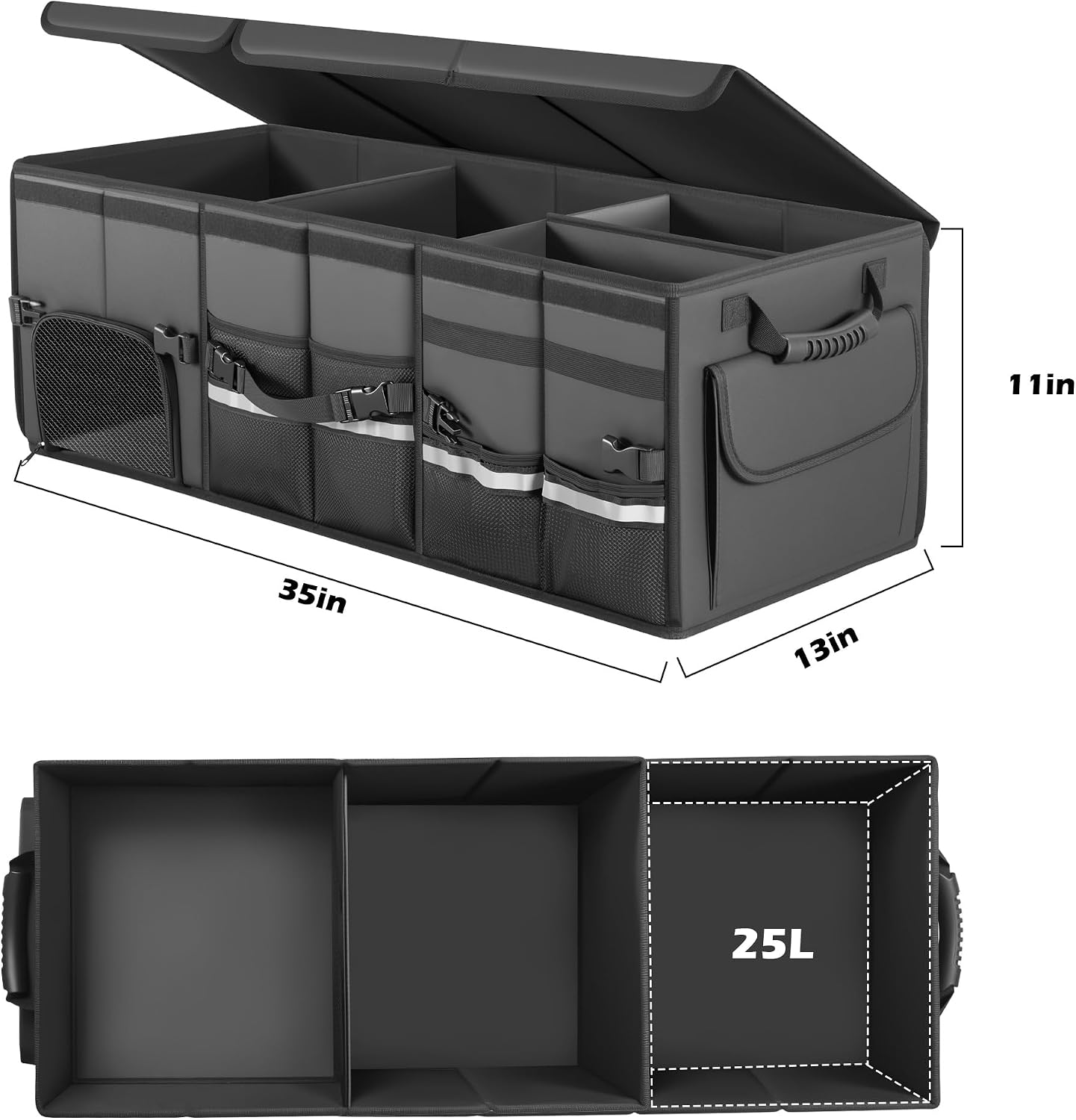 Foldable Car Trunk Organizer with Grid Storage Compartments - Image 2