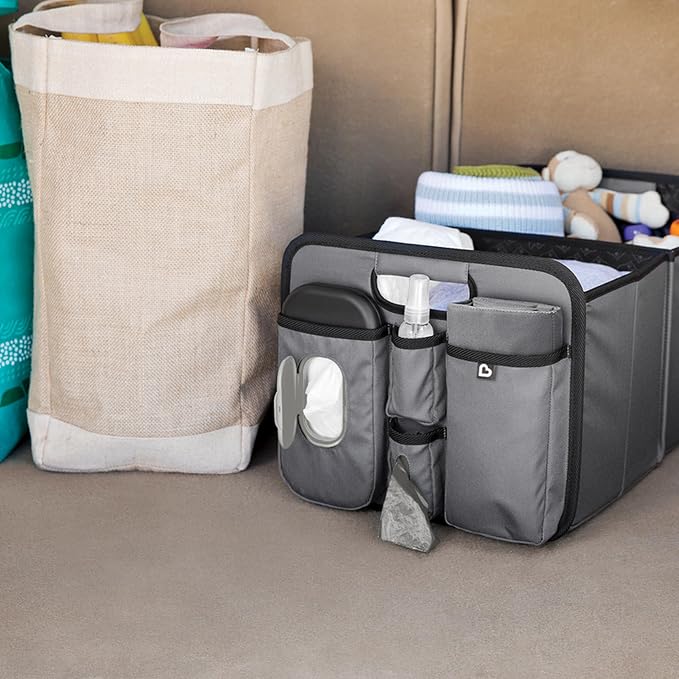 Car Trunk Organizer and Baby Diaper Storage Caddy