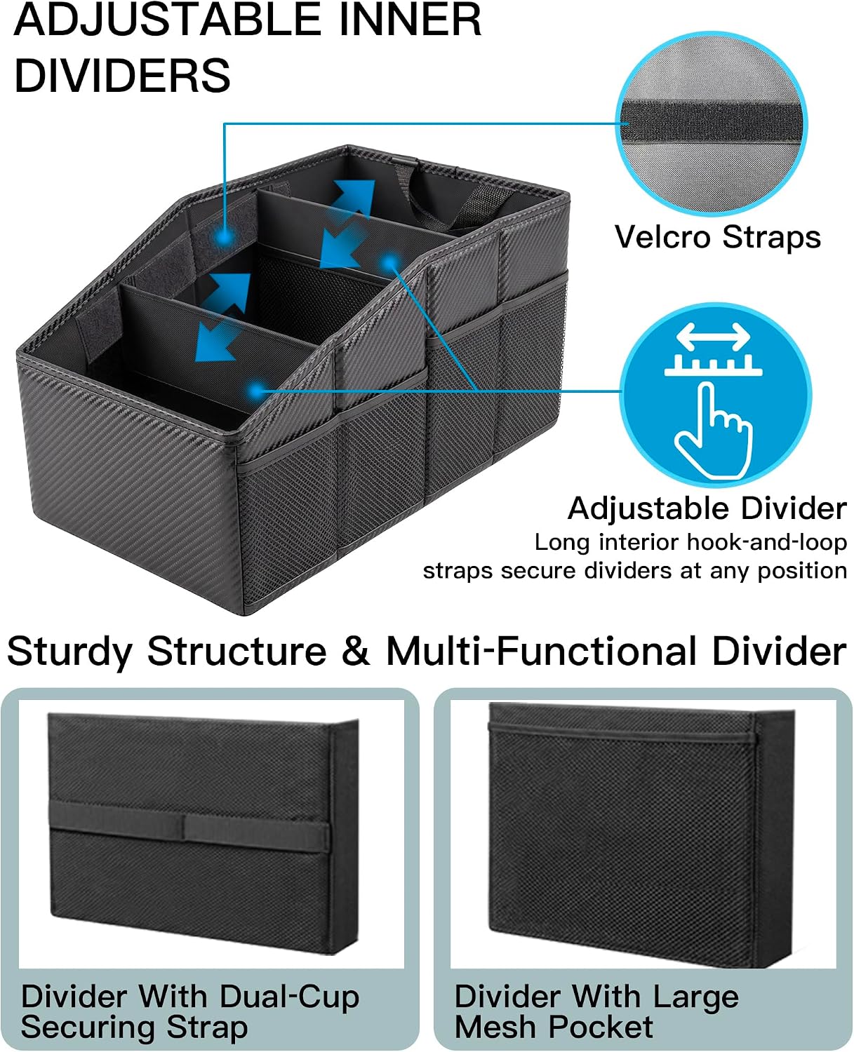 Reinforced Car Backseat Storage Organizer with Dividers - Image 2