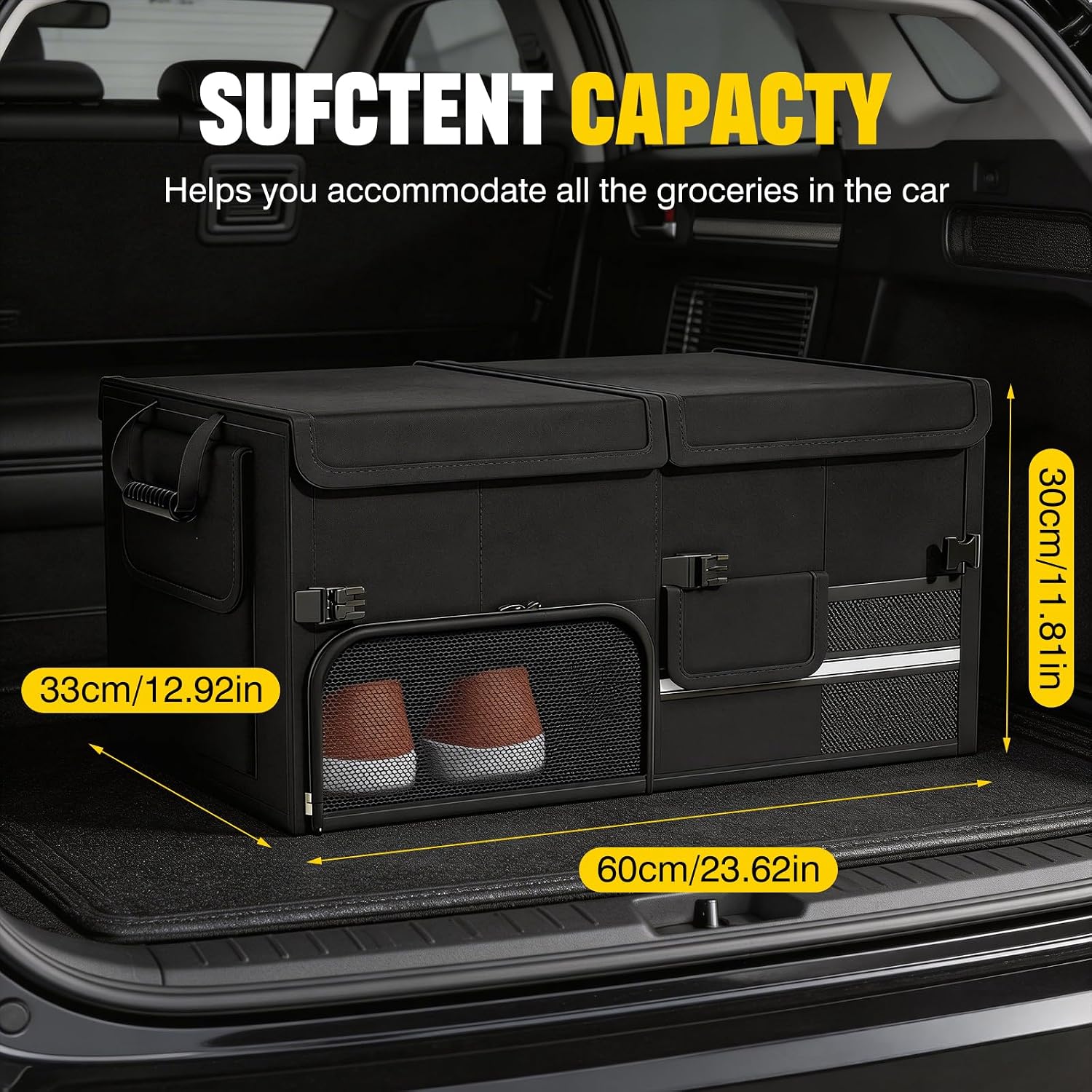 Expandable Foldable Car Trunk Organizer with Mesh Pockets - Image 2