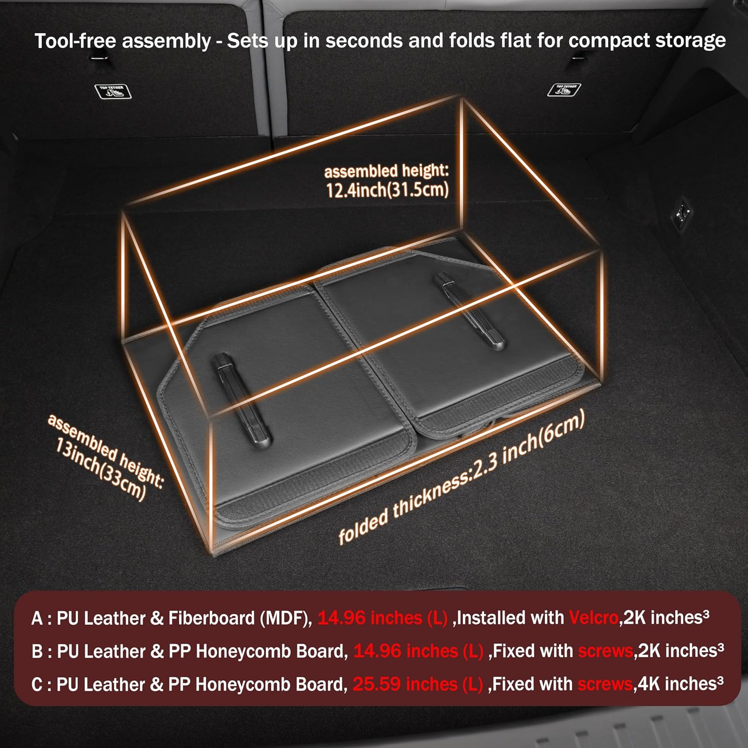 Collapsible Car Trunk Organizer with Multiple Compartments and Adjustable Straps - Image 2